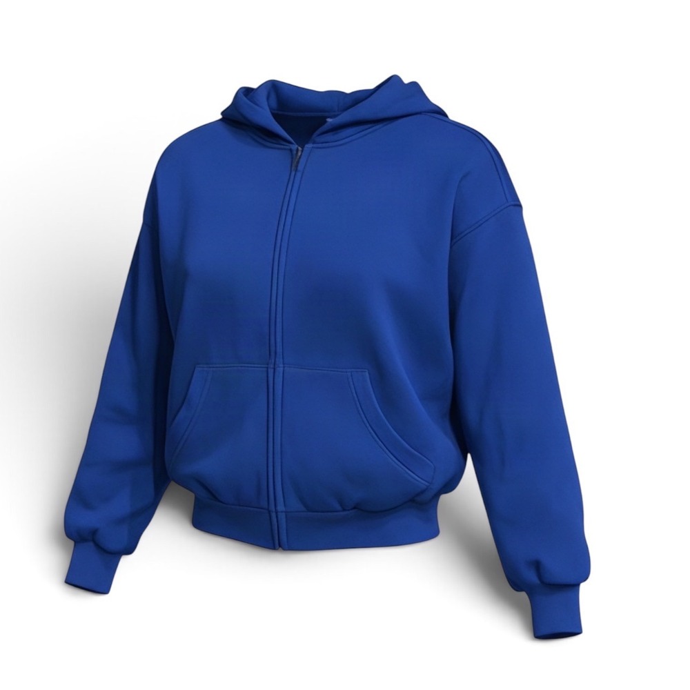 SKIMS Heavyweight Fleece Oversized Zip Up Hoodie Cobalt Blue OW-ZUP-11088W Small